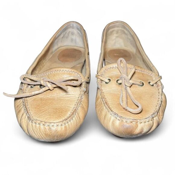 Frye Reagan Campus Driver Moccasins Women’s Size 8M Tan Leather Loafers Boat - Picture 2 of 8